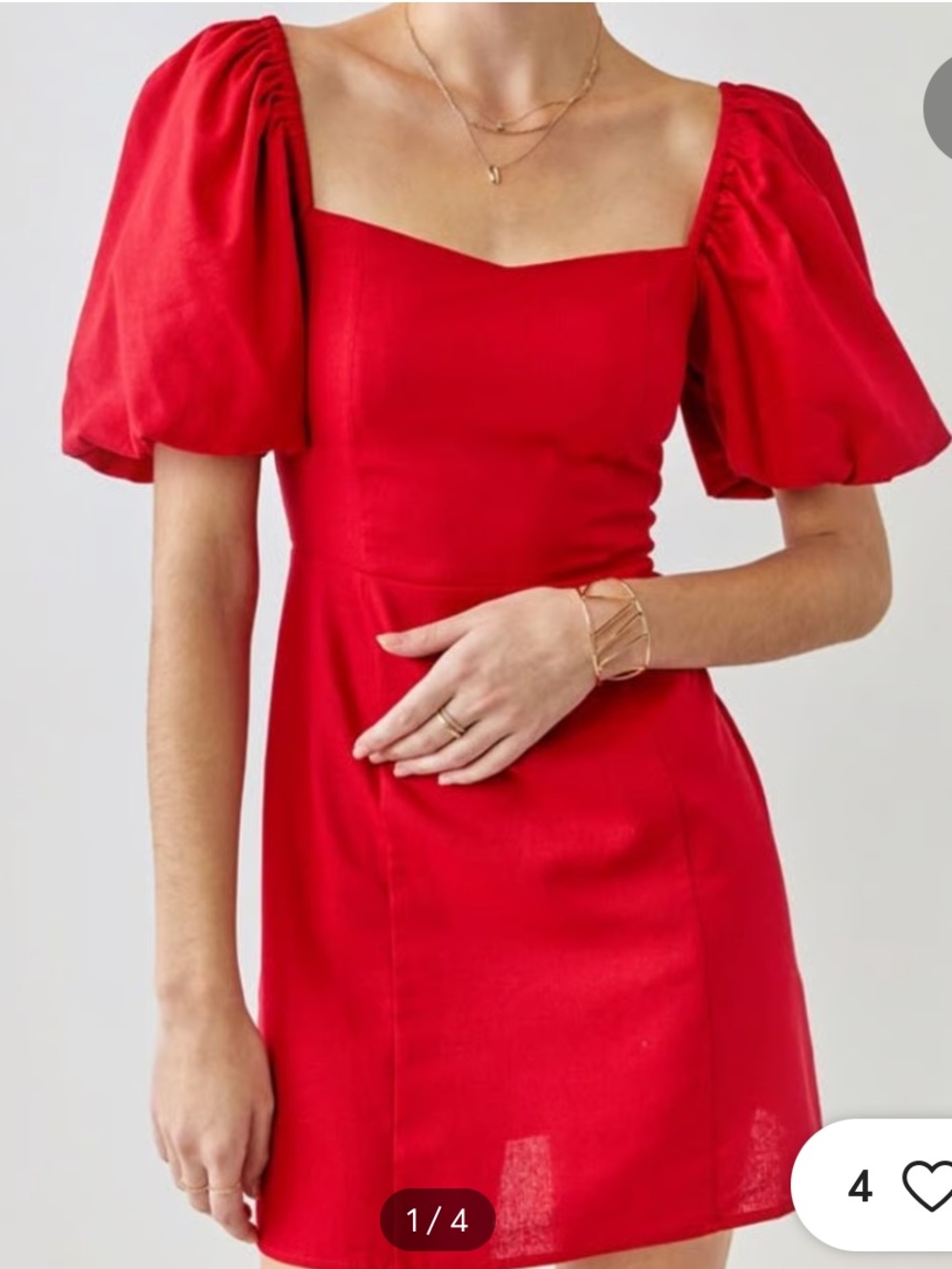 Francesca’s Alexandra Puff Sleeve Mini Dress - Red Size S